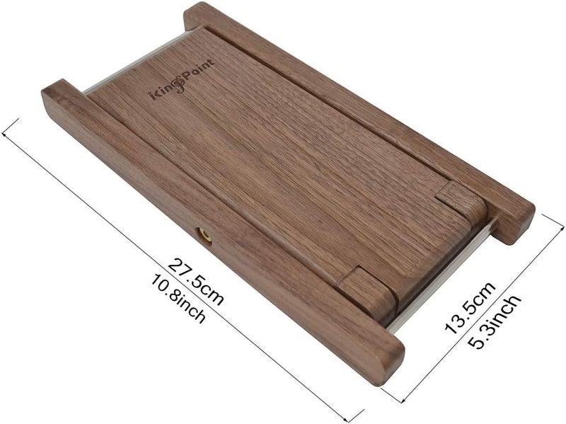 KingPoint Solid Wood Guitar Footstool 4 Adjusatble Height Levels Black Walnut Wood Guitar Footres Foldable (Black Walnut Footstool) - Image 2