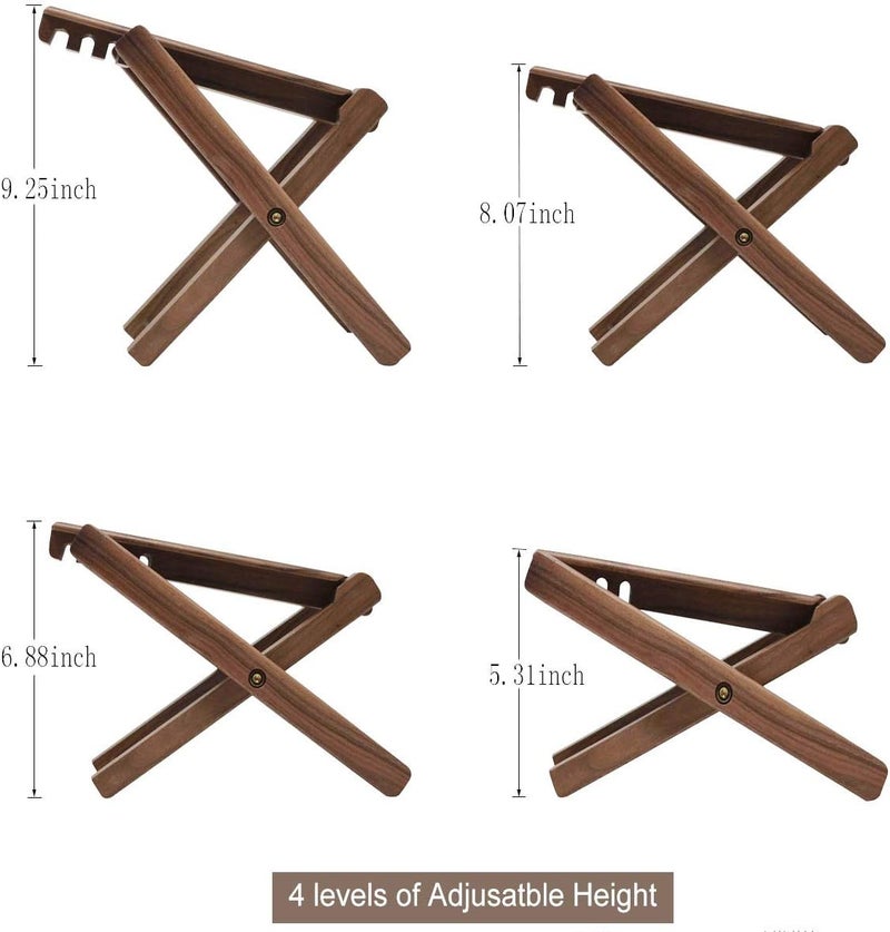 KingPoint Solid Wood Guitar Footstool 4 Adjusatble Height Levels Black Walnut Wood Guitar Footres Foldable (Black Walnut Footstool) - Image 3