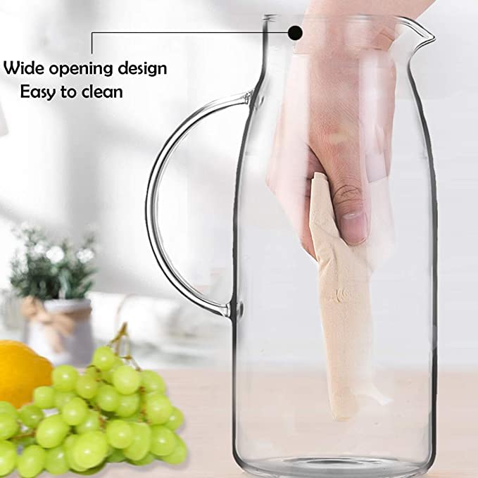 PrimeWorld Water Clear Glass Jug with Stainless Steel Strainer Lid and Handle-1850ml Hot/Cold Water Jug, Juice Beverage Carafe Perfect for Daily use-1 Piece - Image 5
