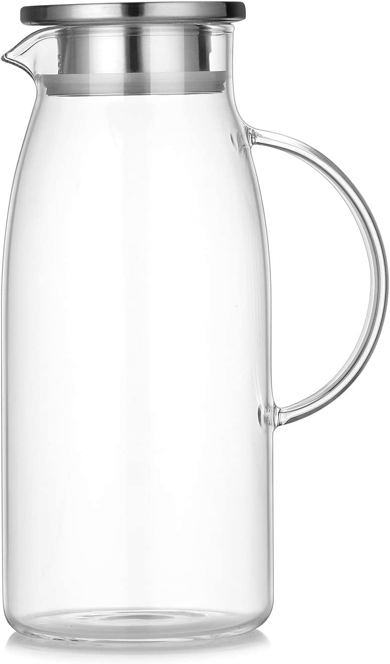 PrimeWorld Water Clear Glass Jug with Stainless Steel Strainer Lid and Handle-1850ml Hot/Cold Water Jug, Juice Beverage Carafe Perfect for Daily use-1 Piece - Image 2