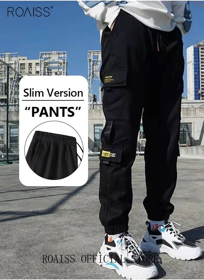 roaiss - Men's Cargo Pants Casual Pants with Elastic Drawstring Suitable for Various Body Types Simple and Trendy - Image 1