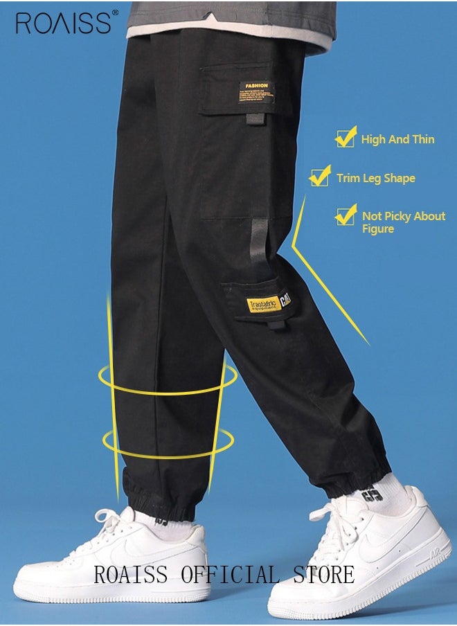 roaiss - Men's Cargo Pants Casual Pants with Elastic Drawstring Suitable for Various Body Types Simple and Trendy - Image 1