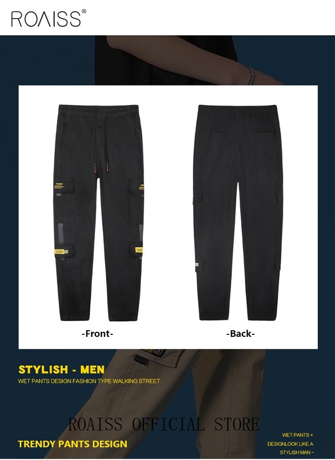 roaiss - Men's Cargo Pants Casual Pants with Elastic Drawstring Suitable for Various Body Types Simple and Trendy - Image 1