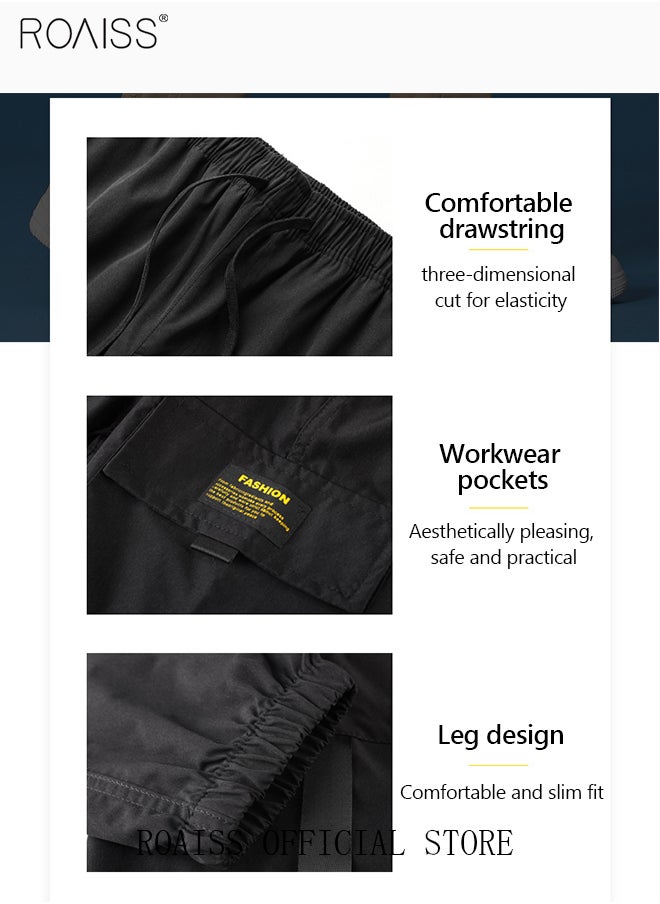 roaiss - Men's Cargo Pants Casual Pants with Elastic Drawstring Suitable for Various Body Types Simple and Trendy - Image 1