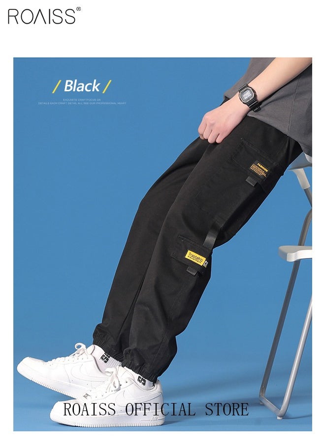 roaiss - Men's Cargo Pants Casual Pants with Elastic Drawstring Suitable for Various Body Types Simple and Trendy - Image 1