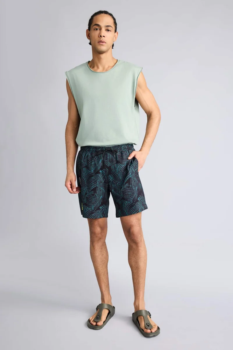 Flexible Fabric Textured Swim Shorts