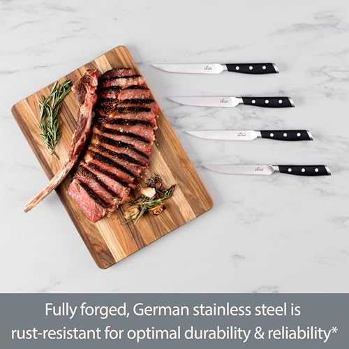 All-Clad Forged German Stainless Steel Steak Knife Set 4 Piece, Fully Forged, Expert Precision, Home Kitchen Knife Set, Knife Block Set, Kitchen Knives, Cookware Utensil, Cook Tool, Ultra Sharp - Image 2