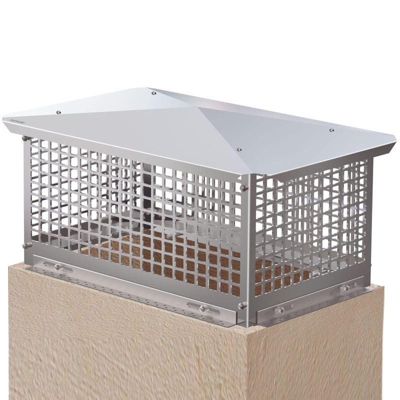 VEVOR VEVOR Chimney Cap 13 x 21 Flue Caps 304 Stainless Steel Fireplace Chimney Cover Adjustable Metal Spark Arrestor with Bolts Screws Mesh Chimney Flue Cover for Outside Existing Clay Flue Tile 