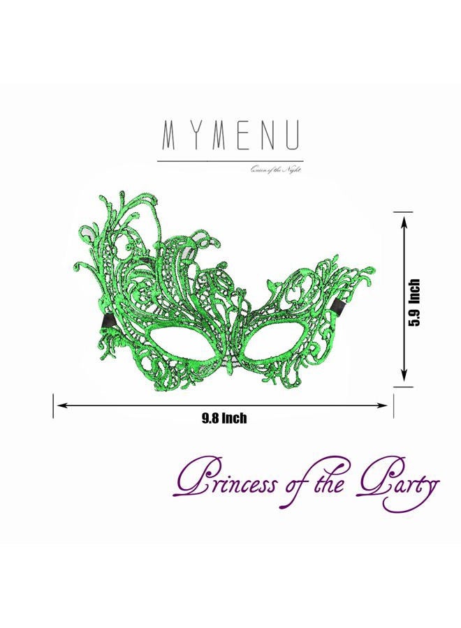 MYMENU Masquerade Mask for Women Luxury Venetian Mask Women's Lace Eye Mask for Masquerade Party Prom Ball Bar Costume Festival Carnival Mardi Gras (Phoenix Black) - Image 3