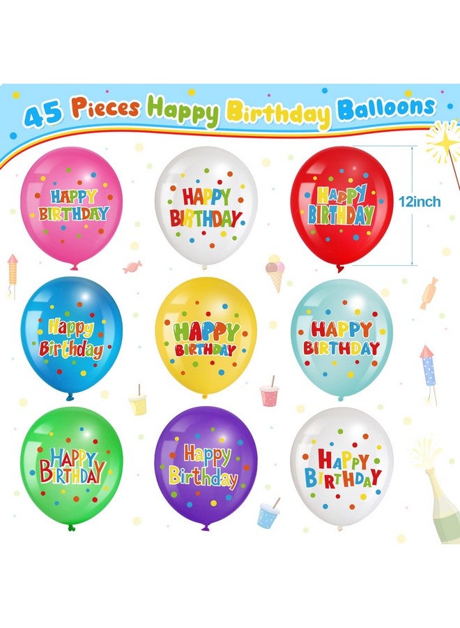 Suilung 45 Pcs Happy Birthday Latex Balloons 12 Inch Colorful Balloons for Birthday Supplies Indoor Outdoor Decorations - Image 2