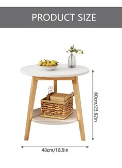 Arabest Bilayer Simple Style Wooden Coffee Table, Sofa Side Table & Small Round Table 48*60CM，Suitable for living room and bedroom（Warm White）  - Image 4