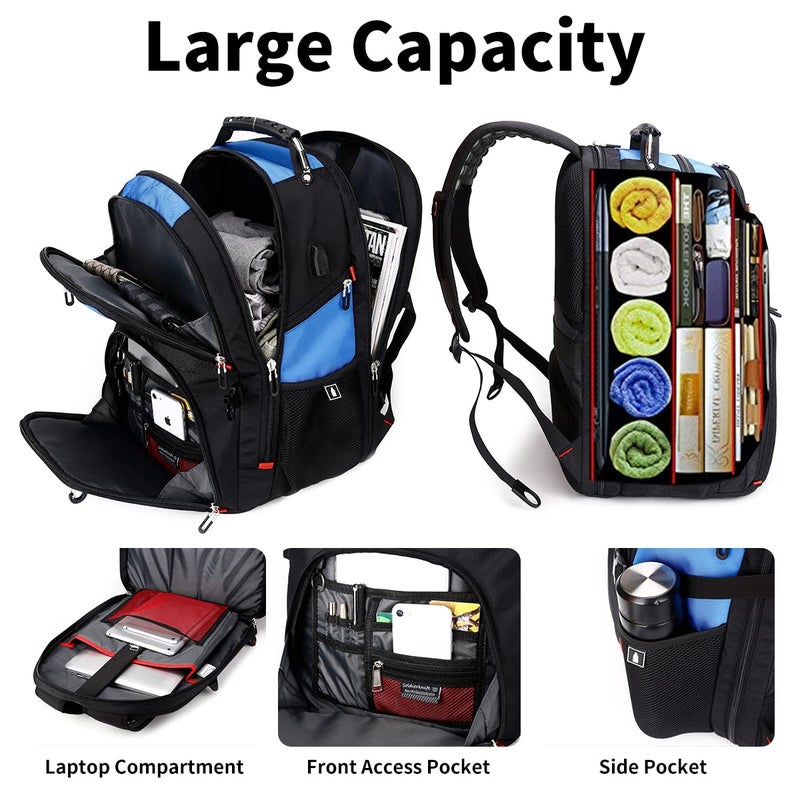SHRRADOO Extra Large 52L Travel Laptop Backpack with USB Charging Port, College Backpack Airline Approved Business Work Bag Fits 17 Inch Computer for Men Women - Image 5