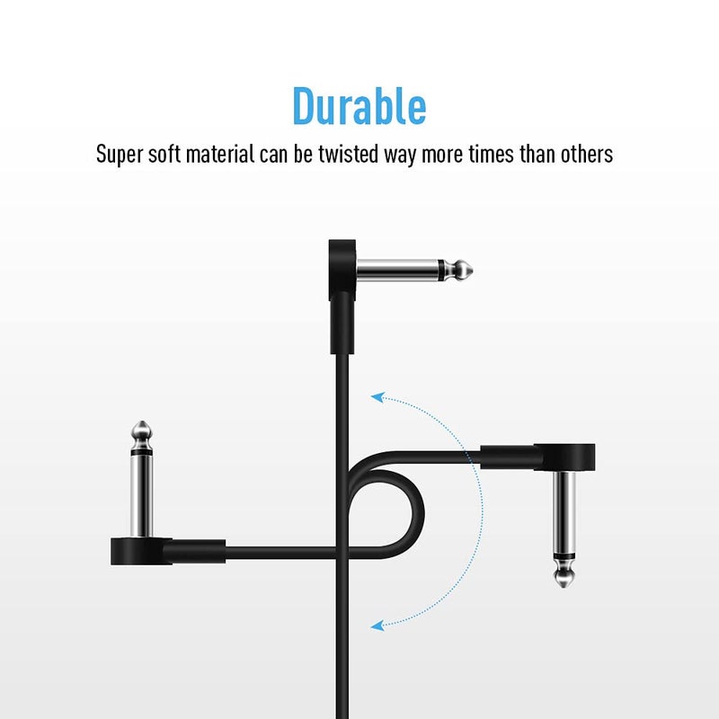 SONICAKE كابل باتش سونيك كيك بطول 6 بوصات لدوائر تأثير الجيتار 6 عبوات، كابلات أدوات بزاوية 1/4" TS، سوداء - Image 3