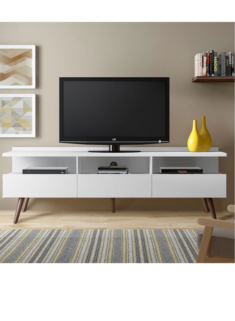 ماديسا حامل تلفزيون بثلاثة أبواب، للتلفزيونات حتى 65 بوصة، خشب، 160 × 58 × 36 سم - أبيض - Image 1