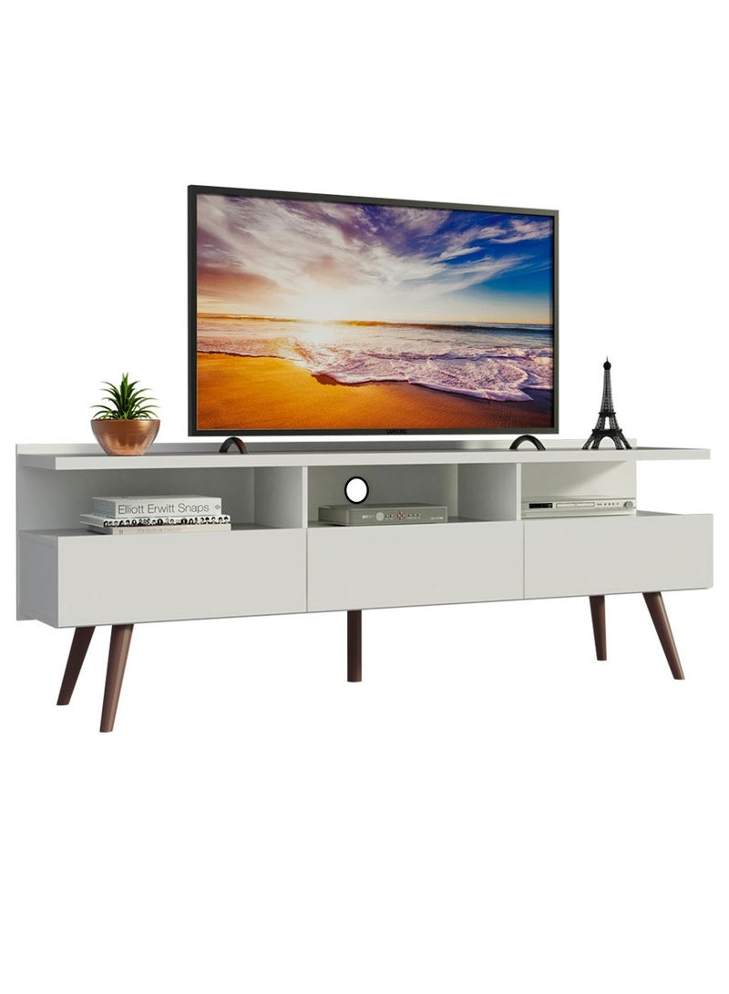 ماديسا حامل تلفزيون بثلاثة أبواب، للتلفزيونات حتى 65 بوصة، خشب، 160 × 58 × 36 سم - أبيض - Image 2