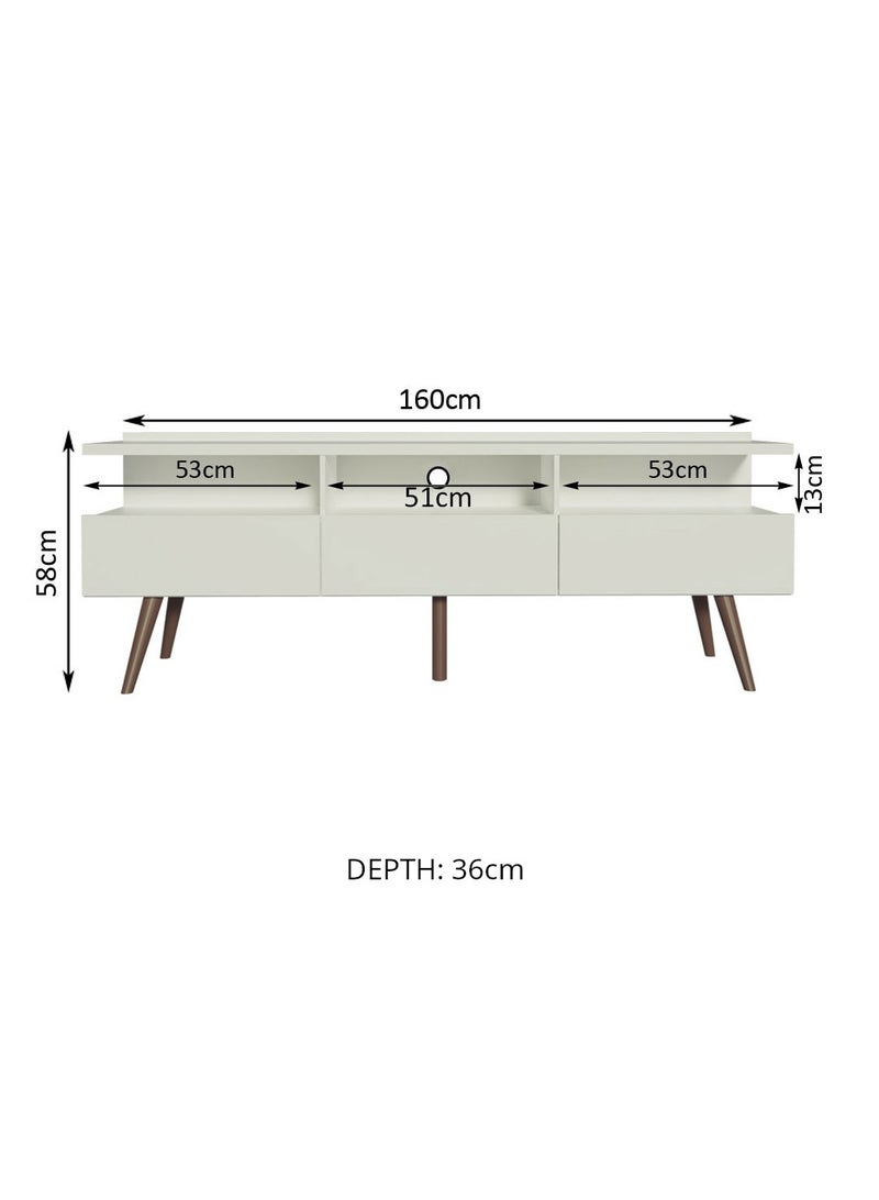 ماديسا حامل تلفزيون بثلاثة أبواب، للتلفزيونات حتى 65 بوصة، خشب، 160 × 58 × 36 سم - أبيض - Image 3