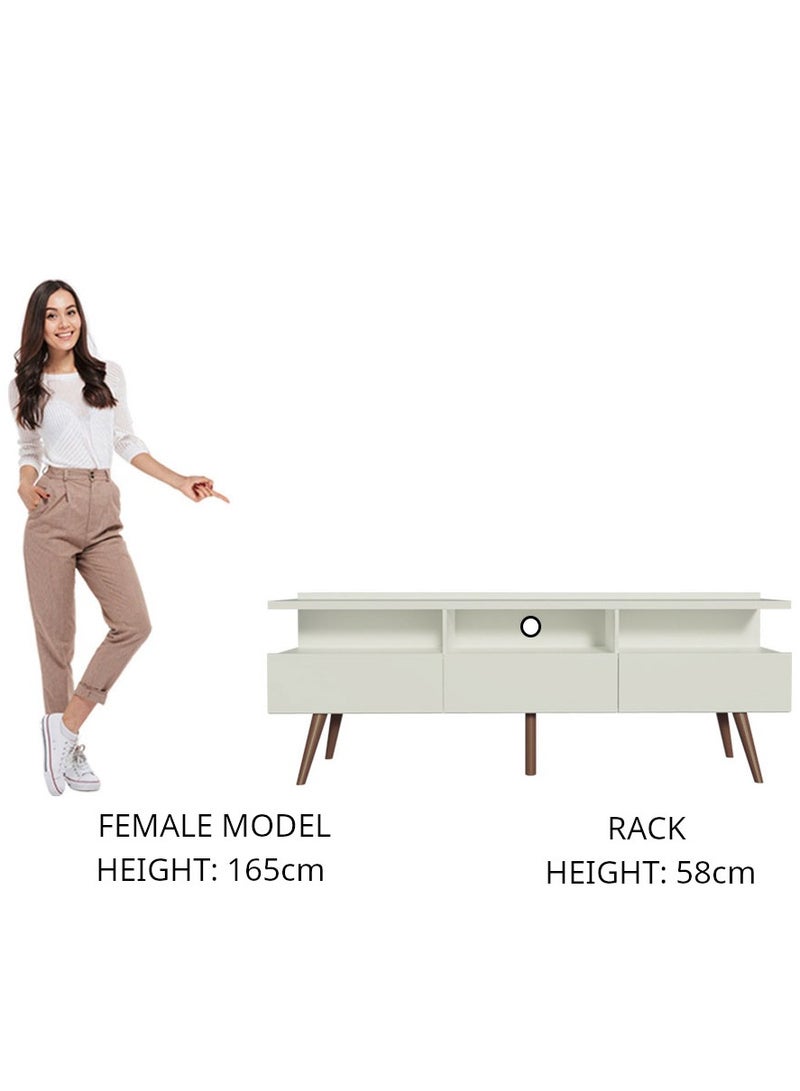 ماديسا حامل تلفزيون بثلاثة أبواب، للتلفزيونات حتى 65 بوصة، خشب، 160 × 58 × 36 سم - أبيض - Image 4