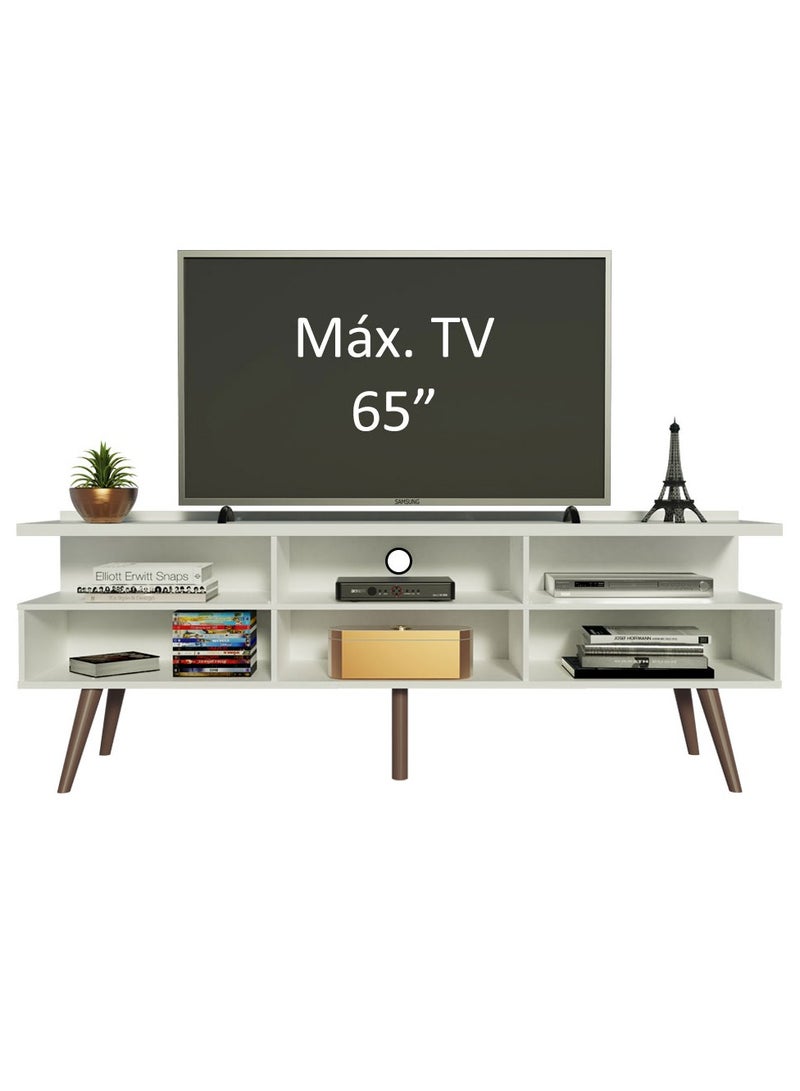 ماديسا حامل تلفزيون بثلاثة أبواب، للتلفزيونات حتى 65 بوصة، خشب، 160 × 58 × 36 سم - أبيض - Image 5