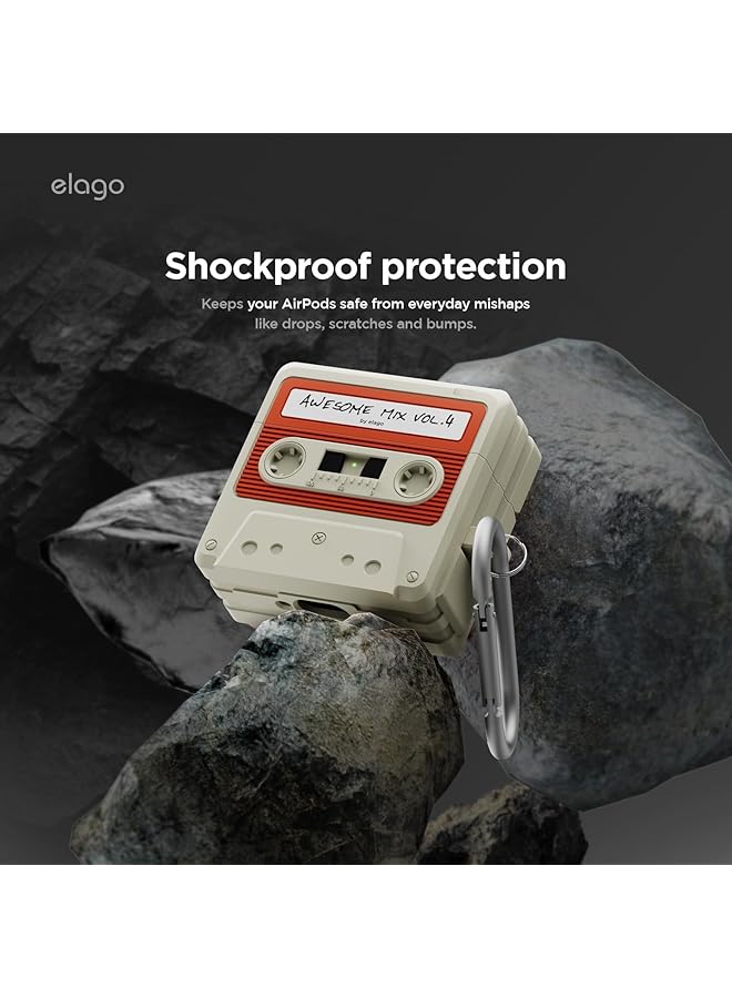 Elago Airpods 4 Cassette Tape Case Classic White Red - Image 5