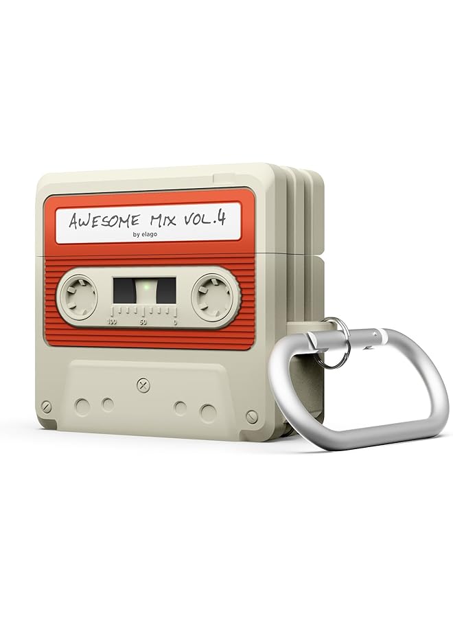 Elago Airpods 4 Cassette Tape Case Classic White Red - Image 1