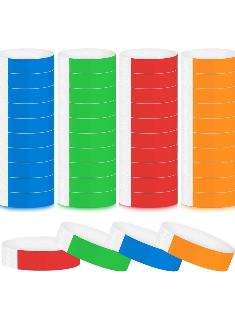 200 Pack Wrist Bands Paper Wristbands for Events, Waterproof Identification Wristbands Colored Wristbands for Party Concert(Blue, Red, Green, Orange) - Image 1