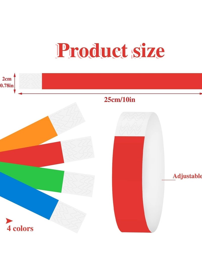 200 Pack Wrist Bands Paper Wristbands for Events, Waterproof Identification Wristbands Colored Wristbands for Party Concert(Blue, Red, Green, Orange) - Image 4