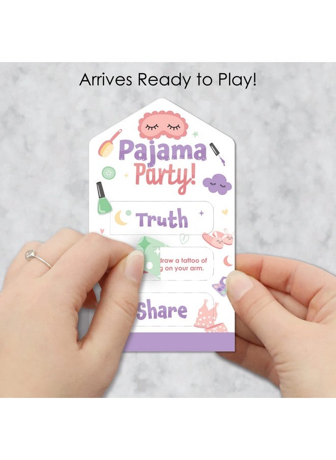 Big Dot of Happiness Big Dot of Happiness Pajama Slumber Party - Girls Sleepover Birthday Party Game Pickle Cards - Truth, Dare, Share Pull Tabs - Set of 12  - Image 2