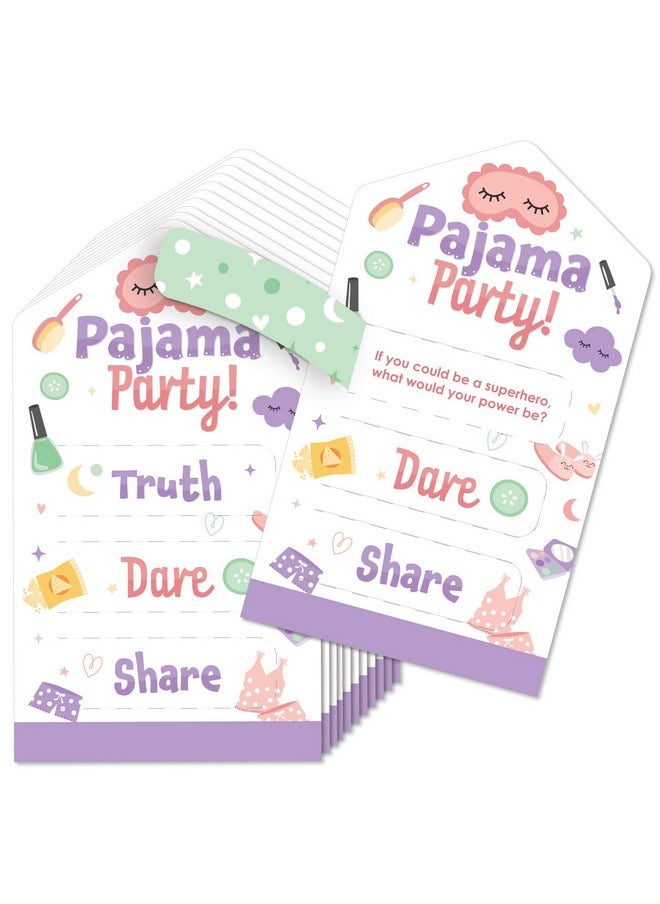 Big Dot of Happiness Big Dot of Happiness Pajama Slumber Party - Girls Sleepover Birthday Party Game Pickle Cards - Truth, Dare, Share Pull Tabs - Set of 12  - Image 1