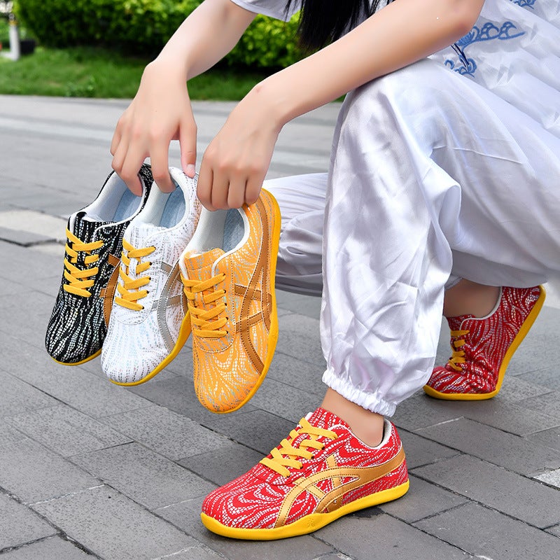 Parent-Child Tai Chi Shoes, Outdoor Training Shoes, Spring and Autumn Tai Chi Practice Shoes, Martial Arts Morning Exercise Shoes, Leather Sports Shoes with Rubber Soles for Men - Image 2