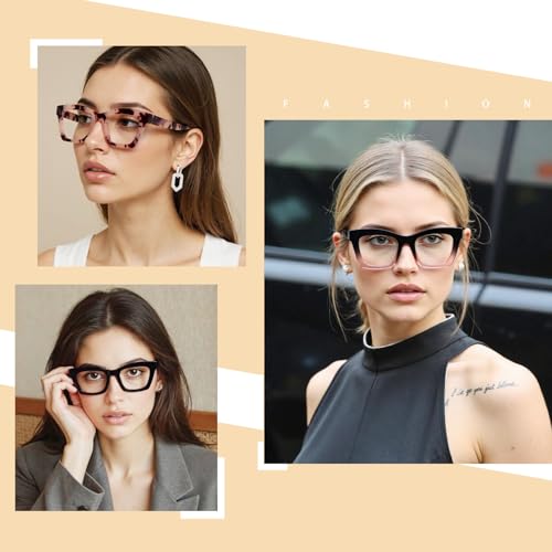 REAVEE Oprah Style Reading Glasses for Women Blue Light Blocking Computer Fashion Readers with Spring Hinge and Glasses pouch （Black/Pink/Tortoise +0.75） - Image 5