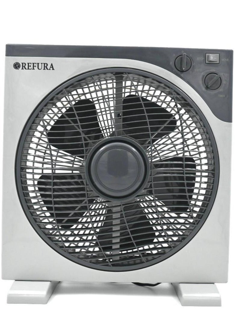 REFURA 12-Inch Box Fan | 3 Speed | 360° Air Circulation | 60 Min Timer | 70W | RE-707 - Image 1