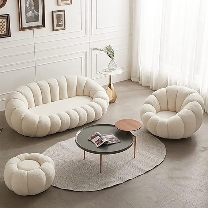 Luxury Luxe White Lamb Fleece Sofa Set - Image 3