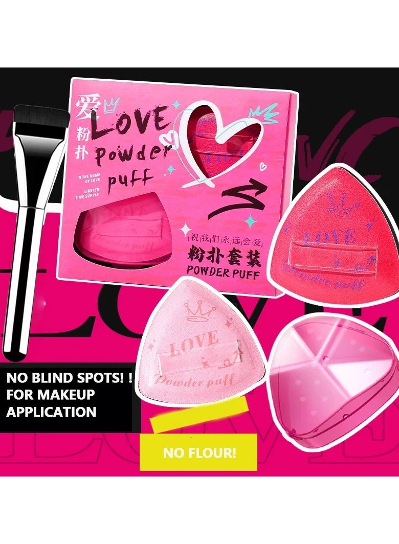 Pink powder puff set graffiti design marshmallow air cushion makeup concealer does not absorb powder Super soft with brush Wet and dry use - Image 2