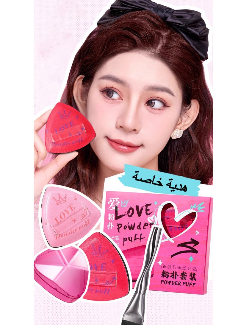 Pink powder puff set graffiti design marshmallow air cushion makeup concealer does not absorb powder Super soft with brush Wet and dry use - Image 5