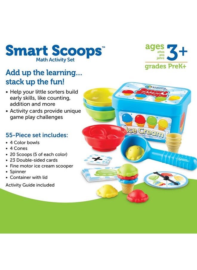 Learning Resources - مجموعة أنشطة الرياضيات Smart Scoops - ألعاب التكديس والفرز - تنمي مهارات الرياضيات المبكرة - 55 قطعة - للأعمار من 3 سنوات فما فوق - Image 1