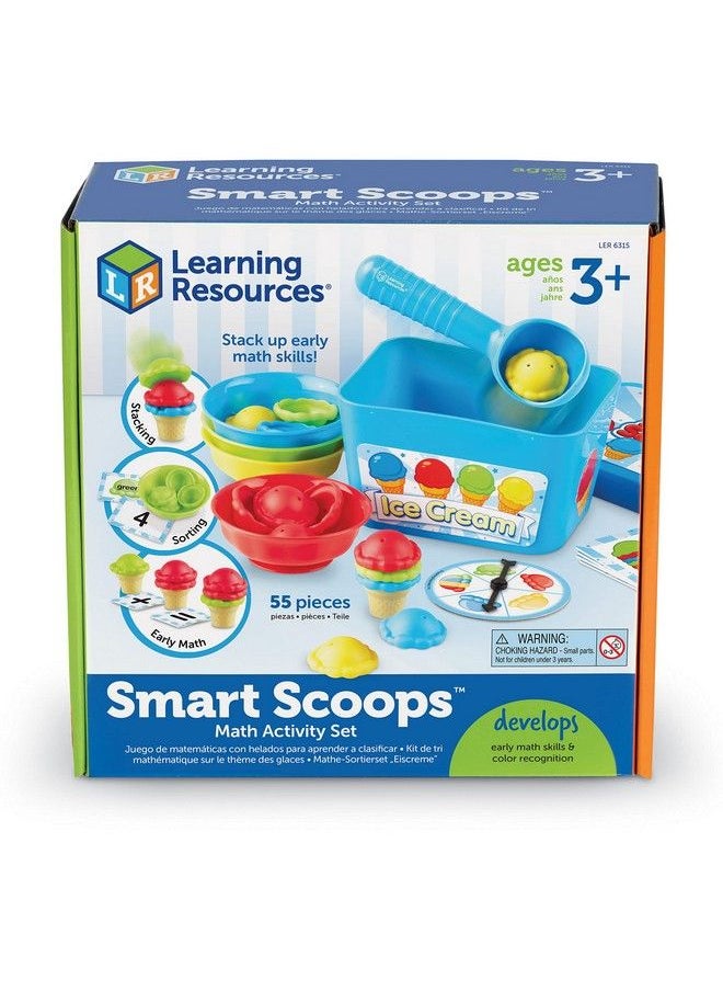 Learning Resources - مجموعة أنشطة الرياضيات Smart Scoops - ألعاب التكديس والفرز - تنمي مهارات الرياضيات المبكرة - 55 قطعة - للأعمار من 3 سنوات فما فوق - Image 1