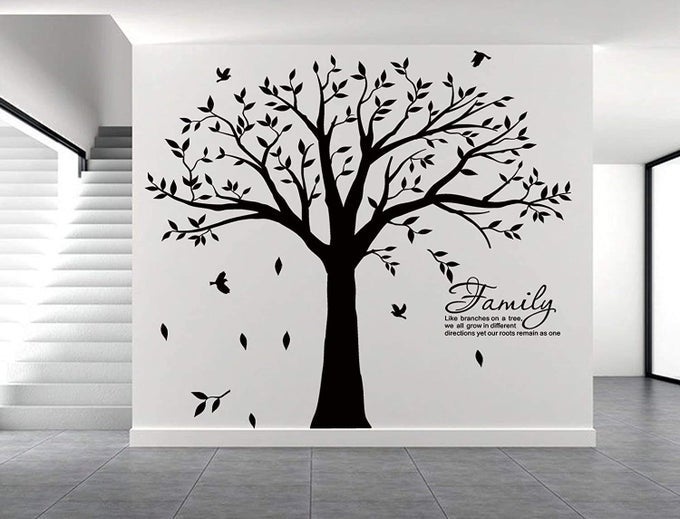 GRANT FAMILY TREE WALL DECAL WITH FAMILY LIKE BRANCHES ON A TREE WALL DECAL STICKER QUOTE LIVING ROOM DECOR83 WIDE X 83 HIGH BLACK