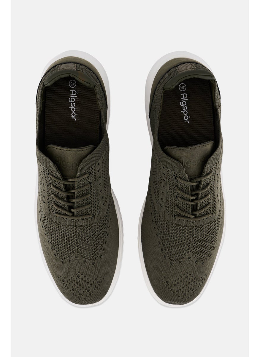 Algspar Men Brand Logo Lace Up Causal Shoes, Olive  - Image 2