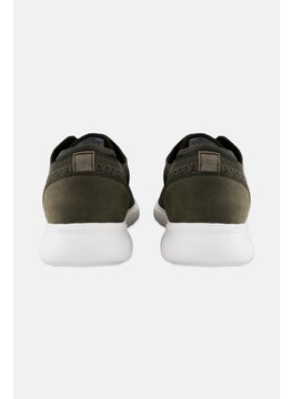 Algspar Men Brand Logo Lace Up Causal Shoes, Olive  - Image 3