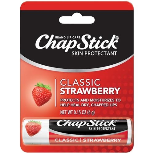 chapstick ChapStick Classic Strawberry Lip Balm Fruity Sweet Moisturizing Lip Care for Dry Cracked Lips 015 Oz