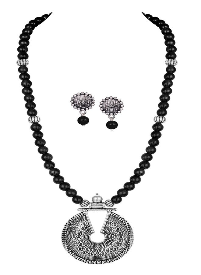 JFL - Jewellery for Less Latest Fashion Beaded Necklace Set for Women and Girls (Black),Valentine - Image 4