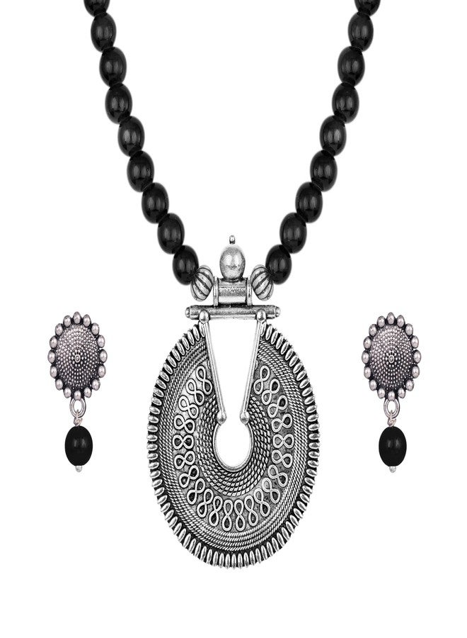 JFL - Jewellery for Less Latest Fashion Beaded Necklace Set for Women and Girls (Black),Valentine - Image 1