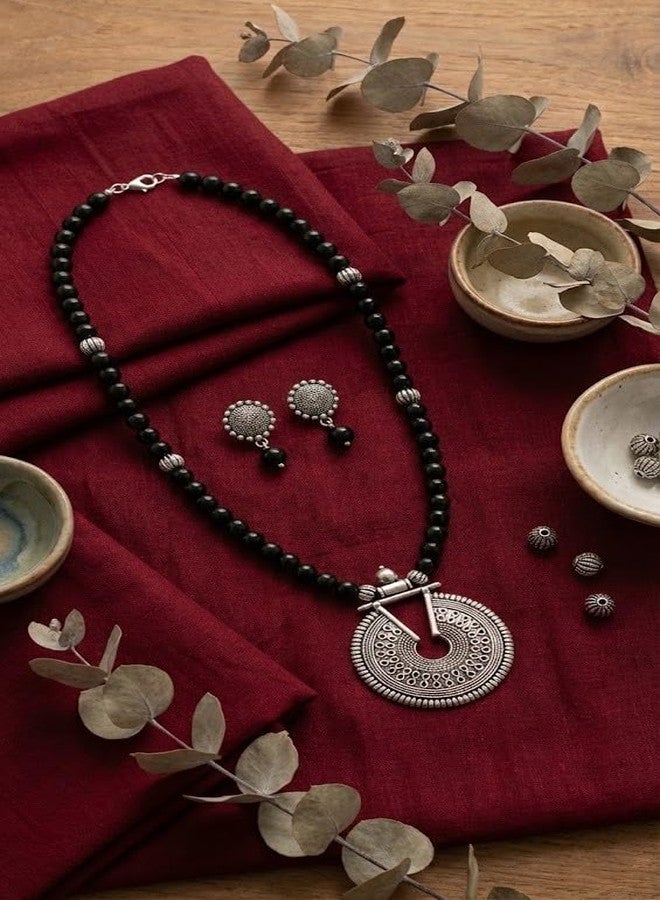 JFL - Jewellery for Less Latest Fashion Beaded Necklace Set for Women and Girls (Black),Valentine - Image 2
