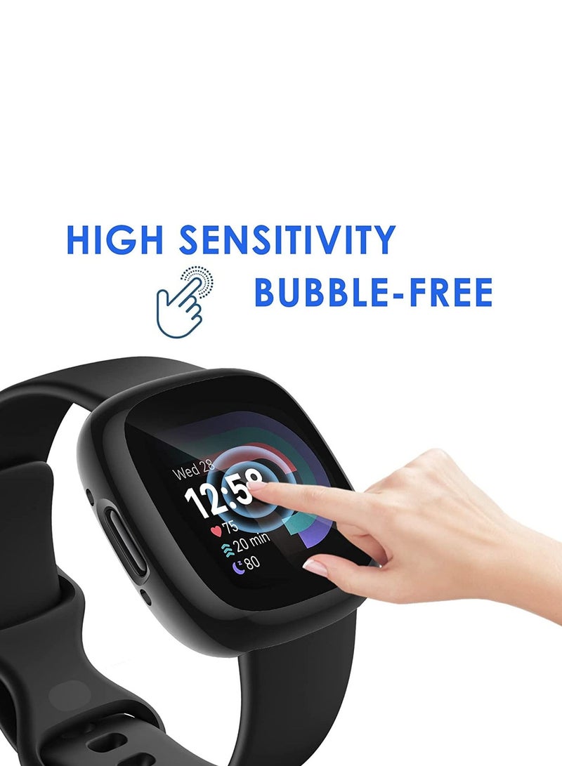 CATANES Fitbit Versa 4 Case / Fitbit Sense 2 Case Soft TPU Bumper Screen Protector Shockproof Full Coverage All-Around Protective Cover Black - Image 3