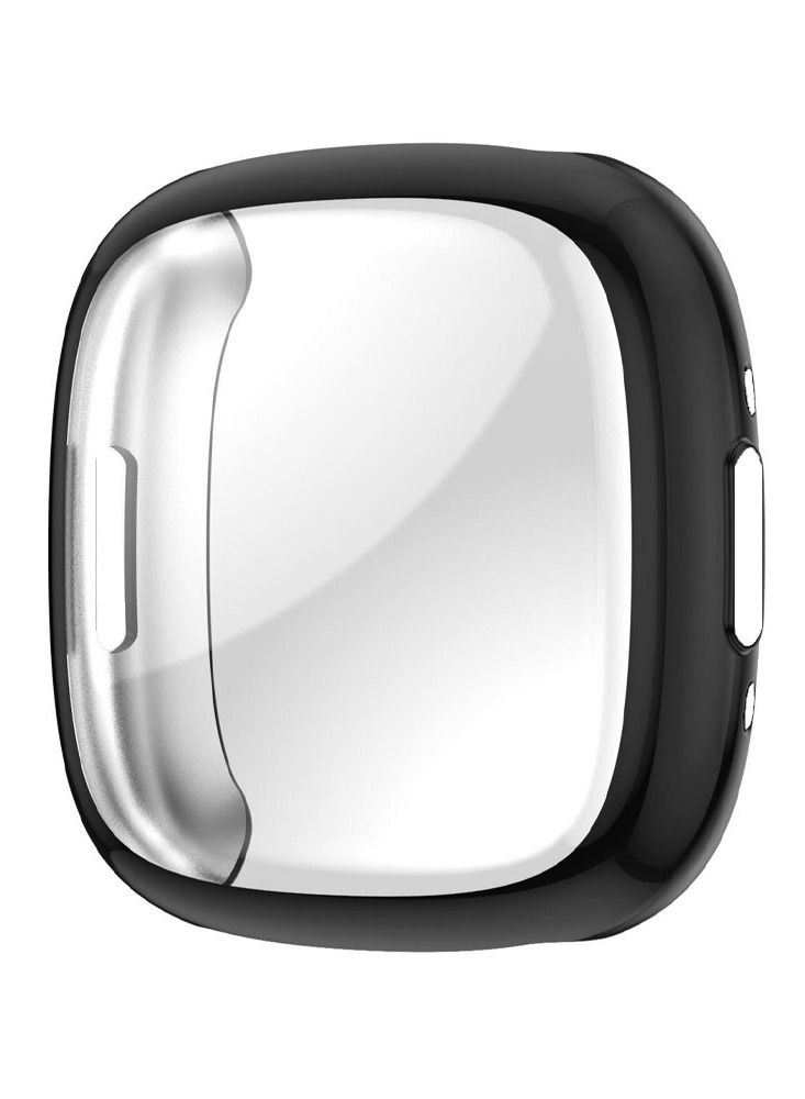 CATANES Fitbit Versa 4 Case / Fitbit Sense 2 Case Soft TPU Bumper Screen Protector Shockproof Full Coverage All-Around Protective Cover Black - Image 2