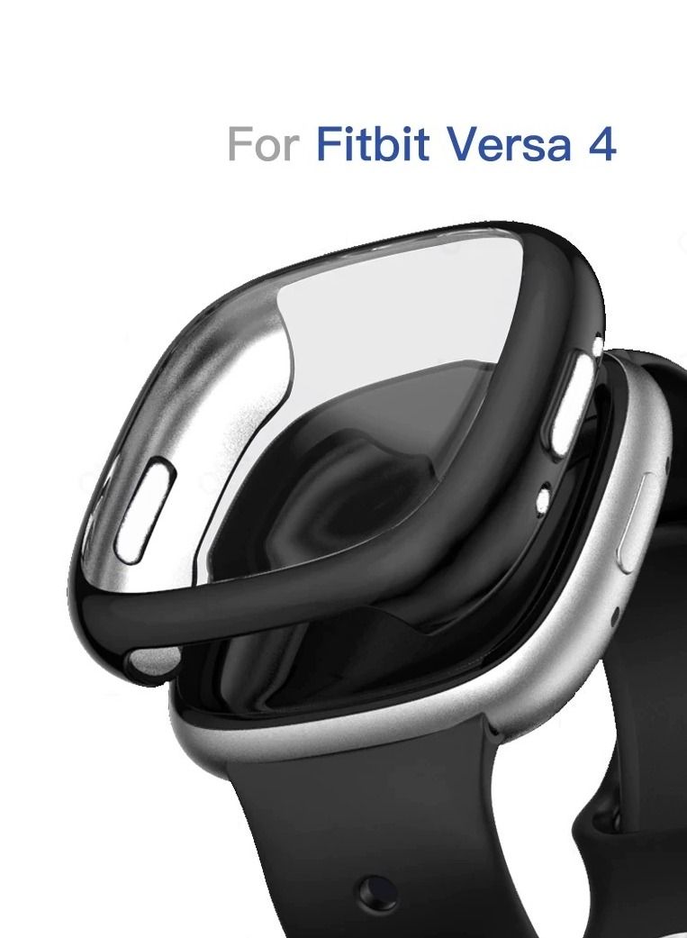 CATANES Fitbit Versa 4 Case / Fitbit Sense 2 Case Soft TPU Bumper Screen Protector Shockproof Full Coverage All-Around Protective Cover Black - Image 4