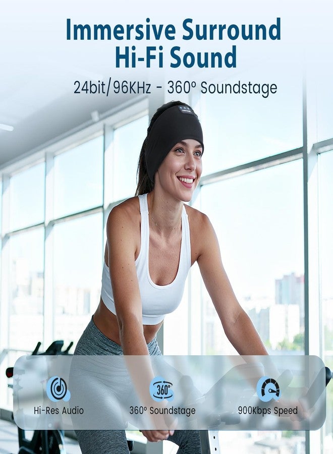 ZHENYEMEI Sleep Headphones Wireless Bluetooth 5.4 Headband, Sports Earphones Sleep Earbuds with HD Stereo Speaker Microphone for Workout Jogging Yoga Insomnia Air Travel Meditation Unique Gifts Black - Image 3