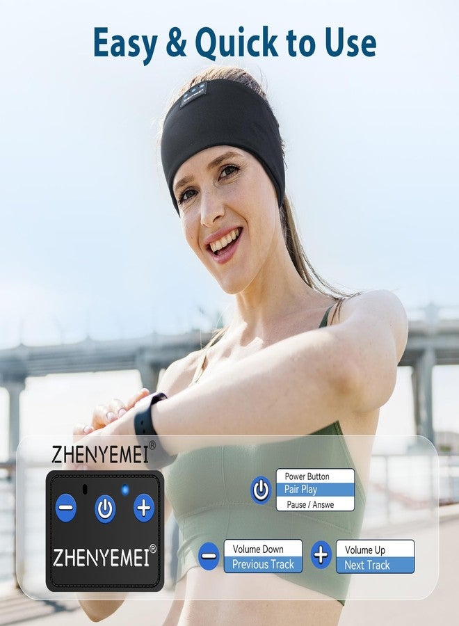 ZHENYEMEI Sleep Headphones Wireless Bluetooth 5.4 Headband, Sports Earphones Sleep Earbuds with HD Stereo Speaker Microphone for Workout Jogging Yoga Insomnia Air Travel Meditation Unique Gifts Black - Image 4