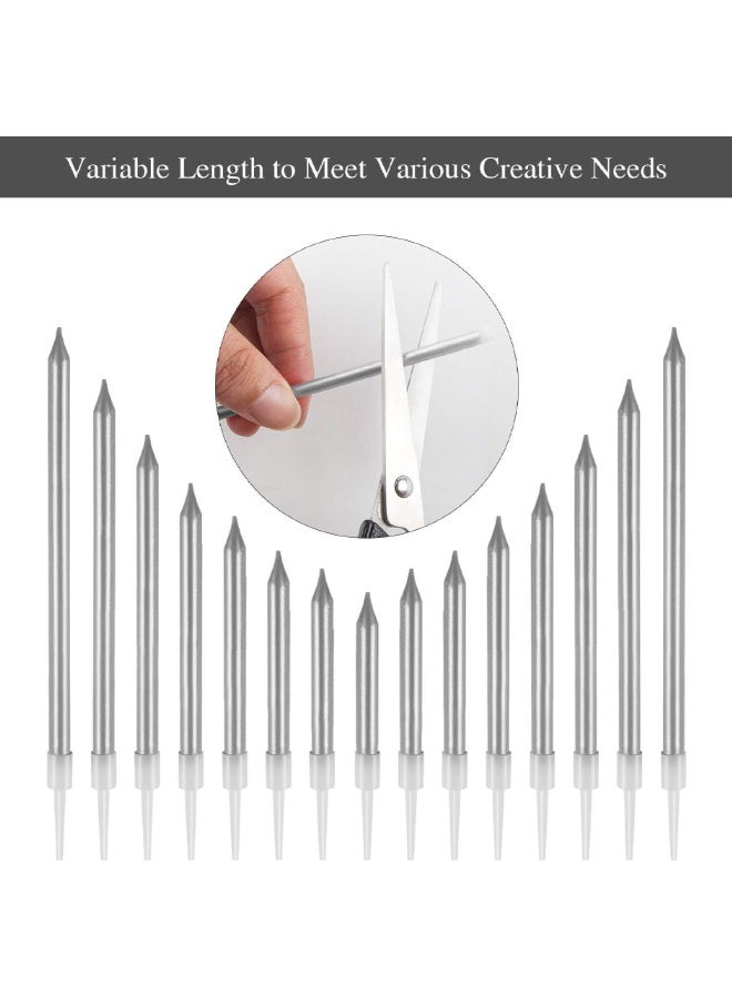 24 Pcs Birthday Candles - Long Thin Birthday Cake Candles, Tall Elegant Premium Party Candles for Birthday Parties, Wedding Decorations, Anniversary & Cake Decorating Supplies (Silver) - Image 3