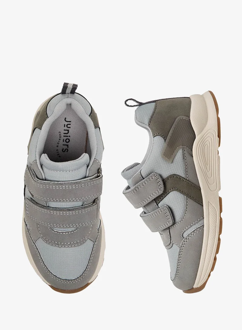 JUNIORS Kids Panelled Sneakers with Hook and Loop Closure